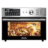 OIMIS Heißluftfritteuse Backofen 30L, Heißluftfritteuse xxl 1800W, Backofen mit luftfritteuse Ölfreier Multifunktions-Heißluftofen 21 Programme, DUAL COOK, Rösten, Trocknen, 7 Zubehörteile mit Rezepte