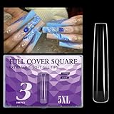 Extra lange transparente Nagelspitzen für professionelle Acrylnägel, 5XL, 180 Stück, volle Abdeckung, französische Stile, Maniküre, Nagelkunst