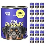 HEY HOLY Premium Nassfutter für Molosser 100% getreidefrei | 18x 800g Hundefutter für ausgewachsene Molosser mit Rind | Hochverträglich aus natürlichen Zutaten