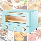 ZIAMOO Mini-Elektroofen, Mini-Backofen für kleine Kuchen, Brotbacken, multifunktionaler Kleiner Ofen, 12-l-Ofentür, gehärtetes Glas, abnehmbar, Timer, 60 Minuten, Einstellbarer Thermostat