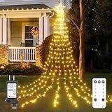 wisdom line Weihnachtsdekoration für den Außenbereich, 3,8 m, mit Fernbedienung, 320 LEDs, Weihnachtsdekoration für den Hof, 8 Modi und Timing wasserdicht, Weihnachtsbeleuchtung, LED-Wasserfall-Topper