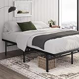Zinus Justin Bett 90x200 cm - Höhe 36 cm mit Stauraum unter dem Bett - Metall Plattform Bettgestell - Schwarz, Schwarze