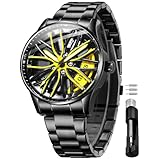 OLEVS Herrenuhren Skelettuhr Quarz Rennwagenrad Edelstahl Casual Sports Wasserdicht Leuchtend Herrenarmbanduhren