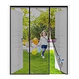 Magnet Fliegengitter Tür 105x190cm Schwarz,Door easy Fliegengitter Tür,ohne Bohren,Total Magnetisch,Automatik Verschluss,für Balkontür Wohnzimmer Schiebetür Terrassentür