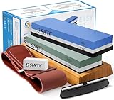 S SATC Profi Schleifstein 8-in-1 Wetzstein für Messer Langlebig Abziehstein Körnung 400 1000 3000 8000 Whetstone Schärfstein Messerschleifstein Set