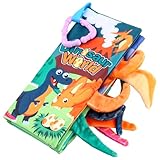 YCHYAN Stoffbuch Baby, Fühlbuch Baby mit Tails, Knisterbuch Baby mit Schwanz, Niedliche Tier Themen Stoff Babybuch Bilderbuch, Stoffbücher für Babys Baby, Sensorik Spielzeug Baby (Dinosaurier)