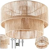 tectake® Lampe, Deckenlampe, Deckenleuchte aus Jute Geflecht, Hängelampe, Boho Ambientebeleuchtung für Schlafzimmer, als Deckenlampe Wohnzimmer oder Ceiling Light über Esstisch
