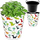 alles-meine.de GmbH universal Eimer/z.B. Blumentopf Modell wählbar 10 Liter - wasserdicht - 28 cm - aus Kunststoff - lustige Dinosaurier & Dinos & extra Einsatz - Papierk..