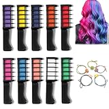 10 Stück Haarkreide Für Mädchen Set, Haarkreide Für Kinder 5 Haarseile, Mini-Haarfärbekämme, Haarkreide Kamm, hair chalk für Partys Clubbing Festivals Cosplay Oder Andere Anlässe