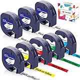 8 X Hehua Kompatible für Dymo LetraTag Etikettenband 12mm x 4m für Dymo Etikettenband 16951 91221-91225 für Dymo Letratag Xr Etikettenband LT100H LT110T LT100T QX50 200B XR XM 2000 Plus
