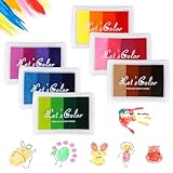 MXTIMWAN 6 Stück Kinder Farbe Stempelkissen, 24 Farben Farben Fingerabdruck Stempelkissen, Abwaschbar Ungiftig Tinte Stamp Pad für Papier Handwerk, Stoff Malerei, DIY, Geburtstag Geschenk