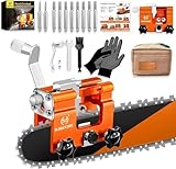 kettenschärfgerät, Tragbar kettensägen schärfgerät mit 10 Schleifköpfen, Motorsägen kettensäge schärfgerät, Zahnschärfer, Handkurbeln Kettensägenschärfer für 4'-22'