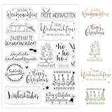 BOOMTOP Silikon Stempel Weihnachten Klare Frohe Weihnachten Set Deutsche Sprüche Weihnachtsgrüße Clear Stamps für Kartenherstellung DIY Geschenk Scrapbooking