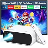 Wielio 2024 Neues Hochleistungsbeamer, unterstützt Switch und PS5 ohne Verzögerung, Beamer mit WiFi und Bluetooth, 20000 Lumen 4K-Unterstützung, Full HD 1080P Auflösung, （Hochhelligkeitsversion）