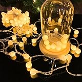 LEECOCO Lichterkette Kugel für Innen, 3M 30 LED, Batteriebetrieben mit AA-Batterien, Warmweiß, Ideal für Kinderzimmer, Weihnachten, Party, Garten und Balkon Dekoration (3m 30LEDs Warmweiß)