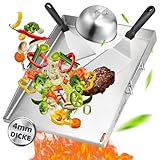 zycBernoi Premium Plancha Grillplatte Set - 40 x 30 cm - Grillplatte für BBQ Gasgrill & Kohlegrill - 4mm Dicke Plancha Gasgrill - Grillplatte Edelstahl mit Burgerglocke & Grillspachtel Set