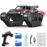 Mostop 1/12 Ferngesteuerter Crawler Hochgeschwindigkeitspanzer Off-Road 4WD RC Auto, 2,4 GHz ferngesteuerter Crawler Drift Tank mit 2 Batterien, 360° drehbarer Drifting Army gepanzerter Truck für