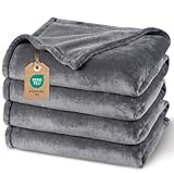 PHF Kuscheldecke Flauschig Fleecedecke 150x200cm - Oeko-Tex Weich Warm Wohndecke, Decke Blanket für Couch Sofa Bett, Tagesdecken & Kuscheldecken, Sofa überwurfdecke, Grau