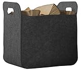 Rubberneck Filzkorb Aufbewahrungskorb mit Griffen, Eckig, Maße 25 x 35 x 35 cm, Anthrazit