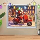 5D Diamond Painting,Motorrad Diamant Painting Bilder,Weihnachtsmann Mosaic Making für Kinder,DIY Diamond Painting Erwachsene groß 70x90cm,Cross Stitch Diamant Painting für Gift Home Decor 57H-2926