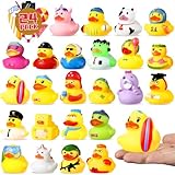 Mikulala 24 Stück Badeente Kinder Gummi Enten Lustige Badeenten Bunt Quietscheente Kleine Badespielzeug für Kinder Geburtstagspartys