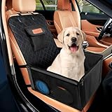 Looxmeer Hunde Autositz Extra Stabiler für Kleine Mittlere Hunde, Auto Hundesitz mit Verstärkte Wände und Sicherheitsgurte, Wasserdicht Hundeautositz für Rück- und Vordersitz, Schwarz