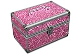 MARELIDA® Schmuck-Kästchen in Pink | Glitzer-Optik | Premium Schmink-Beauty-Koffer - klappbaren Fächer | Edel in Form & Design