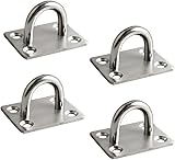 Mooche 4 Stück 304 Edelstahl Deckenhaken, 4.5cm Heavy Duty U Form Klammerring Augplatten Mastplatte Decksplatte Aufhängung mit Geboht