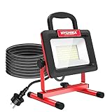 HYCHIKA LED Baustrahler 100W, LED Strahler 12000 LM 6500K, 2 Modes Adjustable Brightness, 360° Degree Rotation Wasserdichtes IP65 Arbeitsleuchter Drehbar, 2 m Kabel mit Stecker für Werkstatt Baustelle
