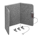 Mi-Heat Infrarot Schreibtischheizung Heizpaneel 260W | Standheizung für Büro Schreibtisch Arbeitsplatz unter den Tisch | Temperatur bis zu 60°C faltbar, Grau