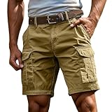 kurze hose herren stretch, Cargo Shorts Herren Sommer Baumwolle Kurze Hosen Leicht Outdoor Kurz Cargohose Stretch Bermuda Sportshorts Einfarbig Lockere Freizeitshorts Arbeitsshorts mit Taschen S