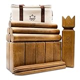 SunNordic Kubb Wikinger Wurfspiel, Schwedisches Schachspiel Aus Hochwertigem Gummibaumholz, Inklusive Tragetasche Aus Segeltuch Und Spielanleitung – Robustes Kubb Yard-Spiel FüR Kinder Und Erwachsene
