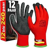 MK-Glove Abriebfest Arbeitshandschuhe Herren (12 Paar) - Gartenhandschuhe und Montagehandschuhe mit Latexbeschichtung - Werkstatt Schutzhandschuhe Mechaniker Handschuhe - Größe 9-L