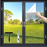 Fensfolie (44.5X200cm) Sonnenschutzfolie Fenster innen oder außen Silber, UV-Schutz Spiegelfolie, Ohne Rückstände Thermofolie Fenster Gegen Hitze, Sichtschutz Fensterfolie Hitzfolie