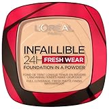 L'Oréal Paris Wasserfestes Puder Make-up mit hoher Deckkraft, Deckendes Kompaktpuder mit mattem Finish und 24h Halt, Infaillible 24H Fresh Wear Foundation Powder, Nr. 40 Cashmere, 1 x 9 g