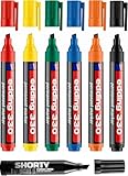 Permanent Marker edding 330 Grundfarben-Set + schwarz und orange mit Keilspitze 1-7mm wasserfest auf fast allen Materialien für Hobby-Handwerk-DIY schnell trocknend-wischfest