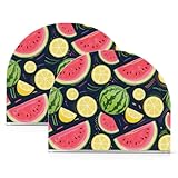 Sommerfruchtkuchen mit Wassermelone und gelber Zitrone, Acryl-Serviettenhalter für Badezimmer, Restaurant, freistehend, schwarzer Serviettenspender, Heimdekoration