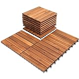 Cecaylie 33er Pack Holzfliesen aus Akazien Holz,6 Latten Fliese Holzfliesen 30x30 cm - 3 m² Balkonfliesen für Balkon, Garten & Terrasse | einfach, schnell & praktisch verlegt