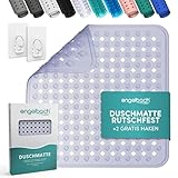 Engelbach® Duschmatte rutschfest 53x53cm inkl. 2 Haken - Antibakteriell & BPA-frei - Duscheinlage, Antirutschmatte - Waschmaschinen geeignet und schimmelresistent