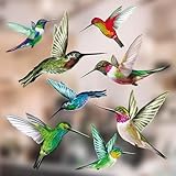 Vogel-Fensteraufkleber zum Schutz gegen Vogelschlag - Acht Gemischt Schöne Kolibri-Glasaufkleber, doppelseitig und selbstklebend zum Schutz gegen Vogelkollisionen