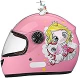 Integraler Motorradhelm für Kinder, ECE-zugelassener Rollerhelm mit Sonnenblende und abnehmbarem Schal, Rollerhelm für Jungen und Mädchen im Alter von 3 bis 12 Jahren D,48-55CM
