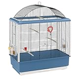 Ferplast Vogelkäfig Wellensittich Käfig Exotenkäfig, inkl. Vogelspielzeug, Vogel-Futternapf, Vogel-Sitzstangen, Schwarz, 59 x 33 x h 69 cm.