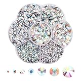 3060PCS Hotfix Strasssteine, Glitzersteine für Textilien, Kristall AB zum Basteln, Kristallsteine zum Kleben 7 Größen 2mm-8.6mm, Rhinestones für Kleidung Schuhe DIY Handwerk Geschenk((Weiß-AB))