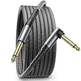 JSAUX 6.35mm Gitarrenkabel 6M, Instrumentenkabel Kompatibel mit E Gitarre, Bass, Schlagzeug, Pedale, Verstärker, Mischpulte, Tuner, Lautsprecher, Akustik, Rechtwinkliges Klinkenkabel Gitarre