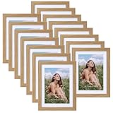 Vasemouh Naturholzfarbene Bilderrahmen 15er-Set, für 13x18 Bilder mit Passepartout oder für Bilder 15x20 ohne Passepartout, Wand- und Tischaufstellung