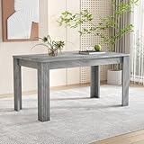 TIZZ Moderner, robuster Esszimmertisch in Beton-Optik – rechteckig mit Vier Beinen, zeitgemäßes Design, vielseitig als Kaffee- und Freizeittisch