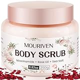 5% Niacinamide Peeling-Körperpeeling für Frauen - Rosen-Peeling mit Niacinamid, Rosenöl & Meersalz - Hydratisierend & Glättend, auch für empfindliche Haut - Ideal zum Muttertag - 250g