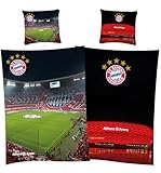FC Bayern München Bettwäsche Allianz Arena 135x200 cm + 80x80 cm 100% Baumwolle Renforcé-Linon-Qualität Fußball FCB Rekord-Meister Mia san Mia Harry Kane Musiala deutsche Größe Reißverschluss