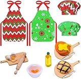 Wichtel Zubehör 1/12 Miniatur Puppenhaus, Lebensmittel Küche Backset, Eier Kekse Nudelholz Kochmütze Kochschürze für Dekoration (B)