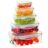 Cozary 10 Stück Frischhaltedosen mit Deckel (5 Behälter, 5 Deckel), Plastik Vorratsdosen Set, Gefrierbehälter, Stapelbar, Luftdicht, Spülmaschinen Mikrowellen und Gefrierschrankgeeignet, BPA-frei